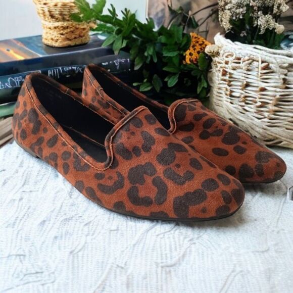 Asos Lakeside Flats Sz 8W Womens Slipper Leopard Animal Print Loafers Mob Wife. - Picture 1 of 16